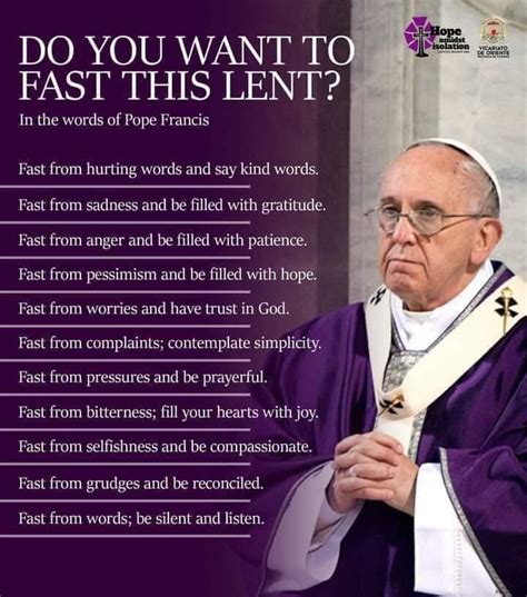 Do you want to fast this Lent? This is what Pope Francis says: - St Senan's Parish, Shannon