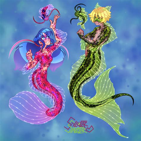 Ladybug and Cat Noir Mermaids by SylverSinder on DeviantArt