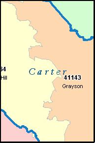 CARTER County, Kentucky Digital ZIP Code Map