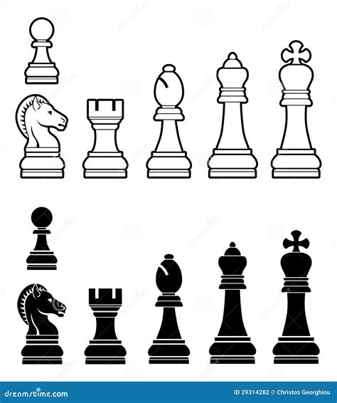 Chess Pieces Horses White And Black Four Knights. Vector | CartoonDealer.com #179769774