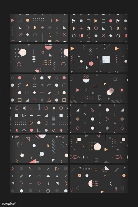 Black Memphis pattern wallpaper vector set | premium image by rawpixel ...