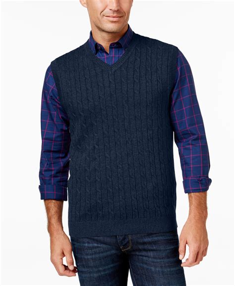 Club Room Men's Cable-Knit Sweater Vest, Only at Macy's | Mens cable knit sweater, Men sweater ...