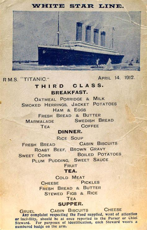 Titanic Food Menus For 1st, 2nd and 3rd Class Passengers | Bored Panda