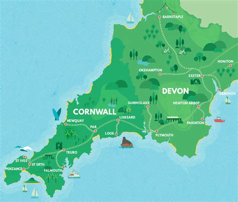 Map Of Cornwall And Devon - Keith N Olivier