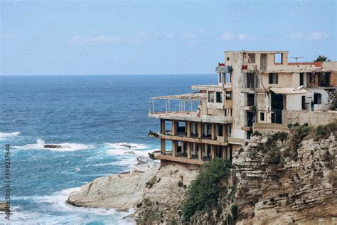 Beirut, Lebanon — 24.04.2023: Abandoned restaurant on the waterfront of ...