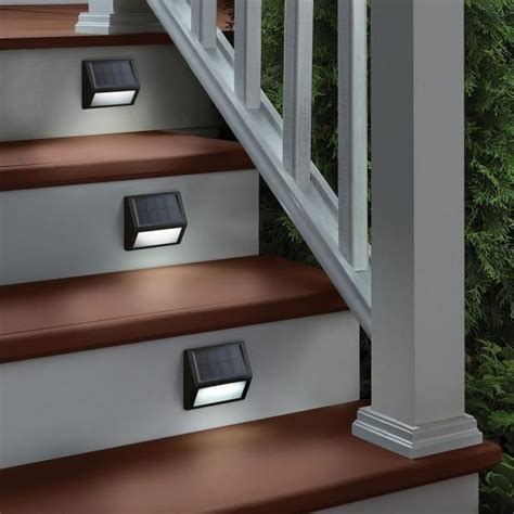 Hampton Bay Solar Black LED Stair Light 10 Lumens (4-Pack)-HD41247 - The Home Depot | Patio ...