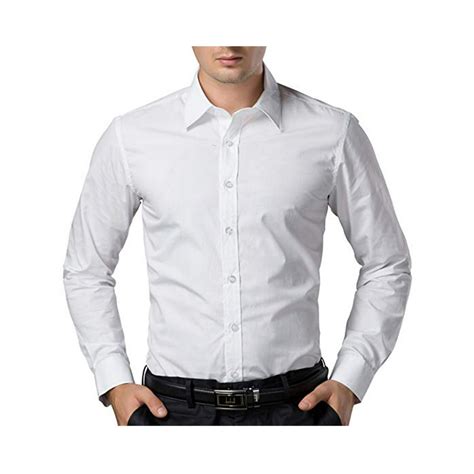 SAYFUT - SAYFUT Men's Solid White Dress Shirt Casual Button Down Dress ...