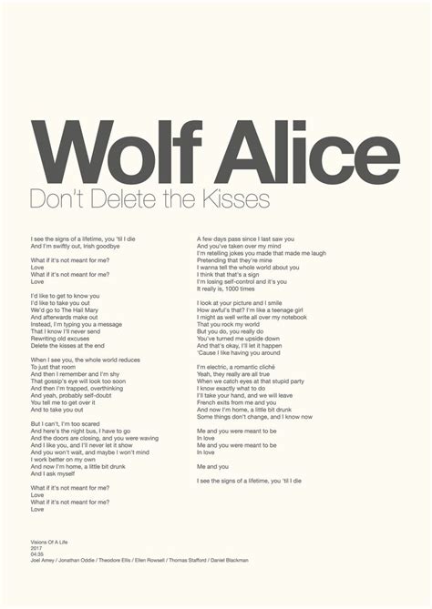 Wolf Alice Don't Delete the Kisses Visions of A Life - Etsy UK | Wolf alice, Indie lyrics, Song ...