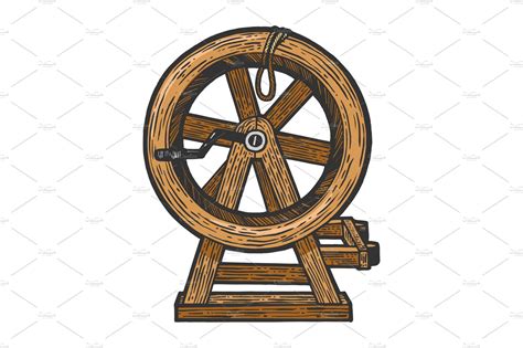 Breaking wheel torture device sketch | Vector Graphics ~ Creative Market