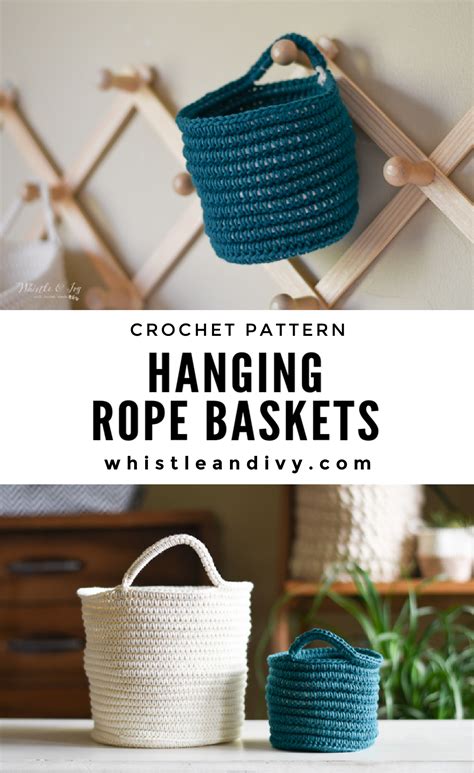 Hanging Crochet Rope Basket - CROCHET PATTERN