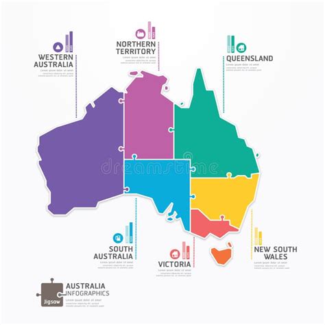 Australia Map Infographic Template Jigsaw Concept Banner. Vector Stock ...