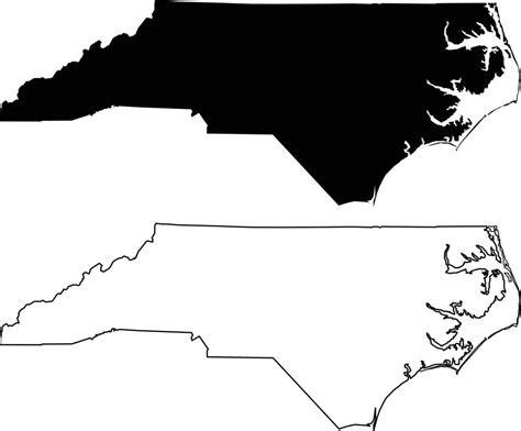 Map of the North Carolina on white background. black outline map of ...