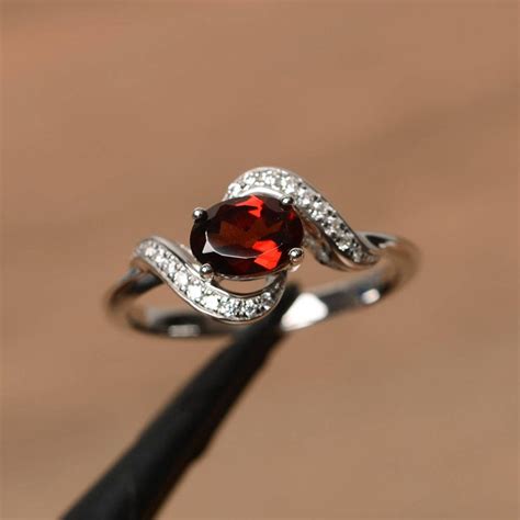 Natural real garnet ring engagement anniversary ring square cut ...