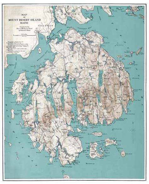 Mount Desert Island ME | Map art print, Map art, Island art