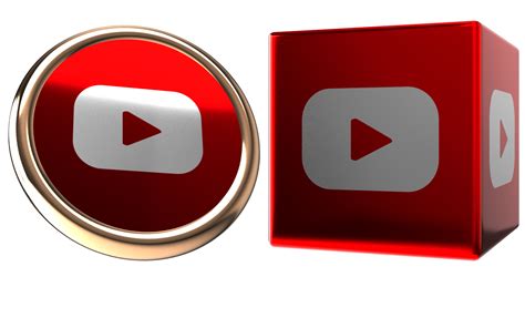 YouTube 3d logo on transparent background 21232337 PNG