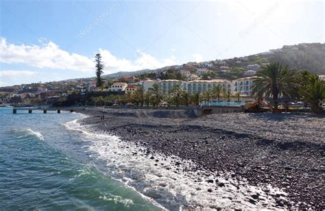 Beach in Santa Cruz, Madeira island, Portugal — Stock Photo ...