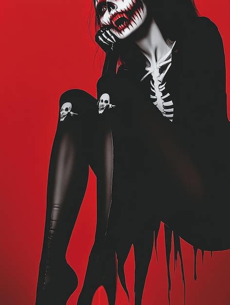 Female vampire in skeleton costume | Premium AI-generated image