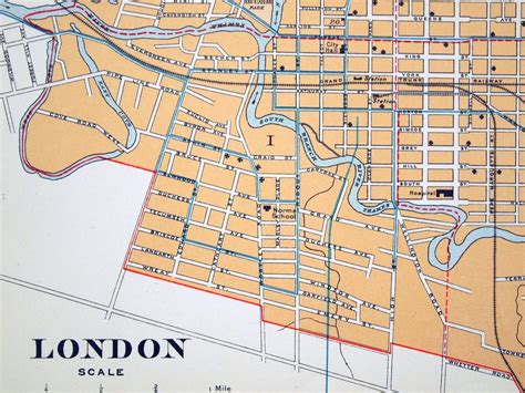 1915 Antique City Map of London Ontario Canada by bananastrudel