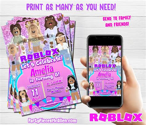 Roblox Girl Digital Invitation – Party Pieces McAllen