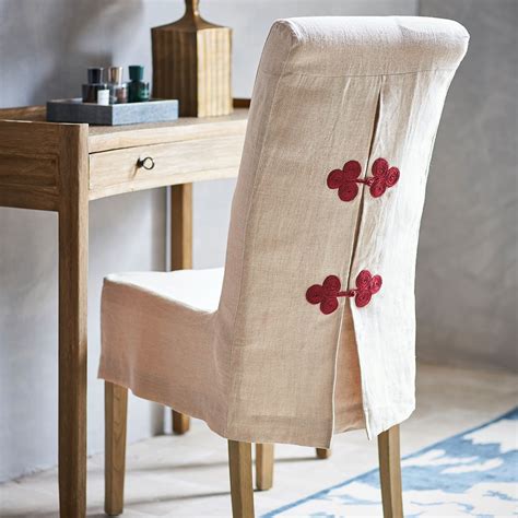 Guizhou Linen Slip Cover For Echo Dining Chair - Natural/Red ...