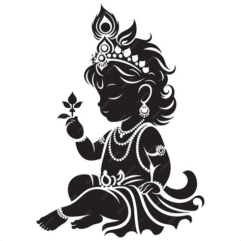 Premium Vector | Happy Krishna Janmashtami Little Lord Krishna Vector ...