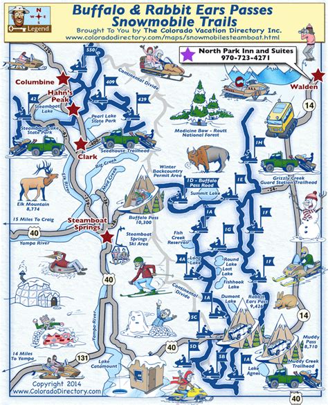 Buffalo & Rabbit Ears Passes Snowmobile Trails Map | Snowmobile Trail ...