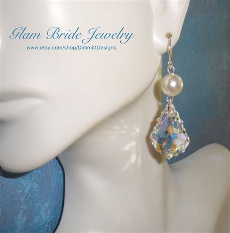 Swarovski Crystal Dangle Earrings, Bride Jewelry, Anniversary Gift, Gift for Her, Birthday Gift ...