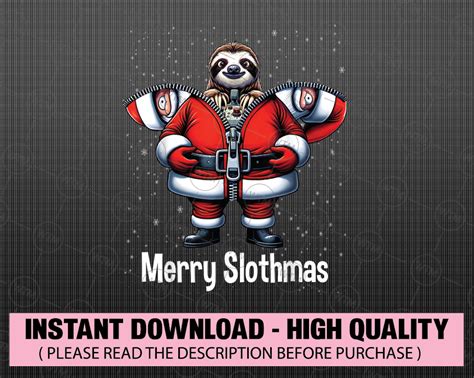 PNG ONLY Merry Slothmas Xmas Png, Funny Christmas Sloth Santa Claus ...