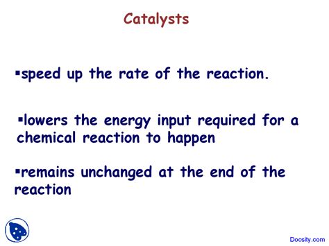 Catalysts, Enzymes - Biology - Lecture Slides | Slides Biology | Docsity