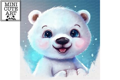 Watercolor baby polar bear clip art, bear (2480050)