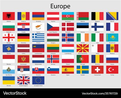 Set flags europeancountries all europe flag Vector Image