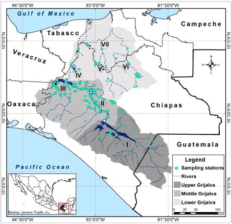 Location of the Grijalva River basin and sampling stations. Sections ...