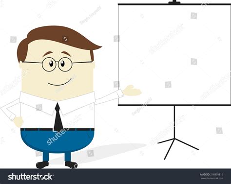 Businessman Cartoon Blank Flip Chart Isolated Stock Vector (Royalty ...