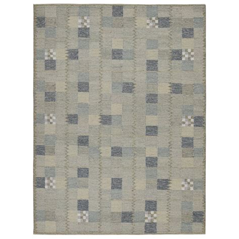 Rug and Kilim’s Scandinavian Style Rug with Grey and White Geometric ...