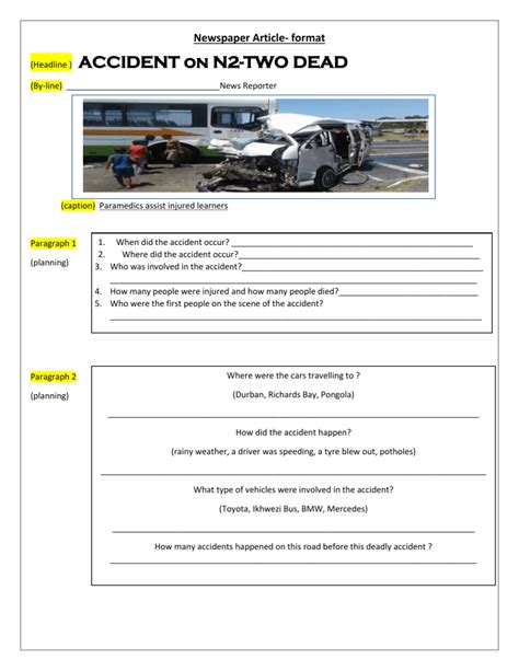 NewsPaper Article format and planning