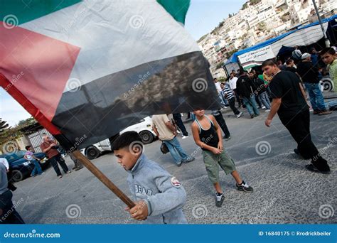 Palestinian Flag at Protest Editorial Image - Image of arab, east: 16840175