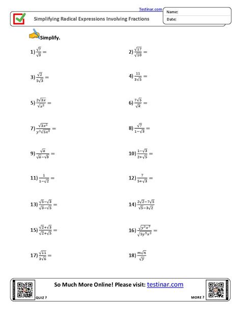 Free simplifying radical worksheet, Download Free simplifying radical ...