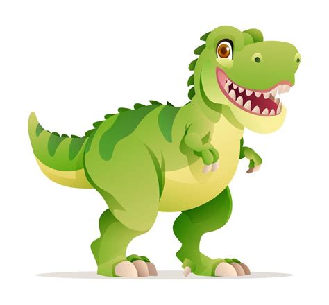 Cute Tyrannosaurus Rex cartoon illustration. T-Rex dinosaur isolated on white background ...