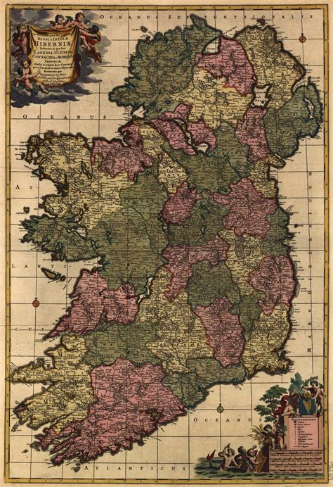 Ireland Vintage 1700 Map Print | Ireland map, Panoramic map, Old maps