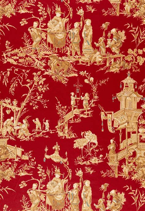 Fabric | Chinois in Red | Schumacher | Chinoiserie wallpaper, Chinoiserie, Toile fabric