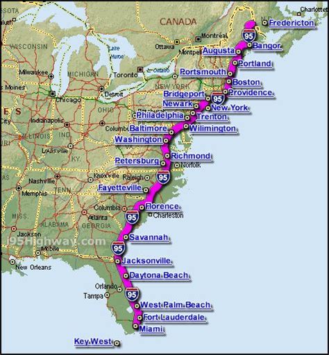 Us Map East Coast Vacation Destinations