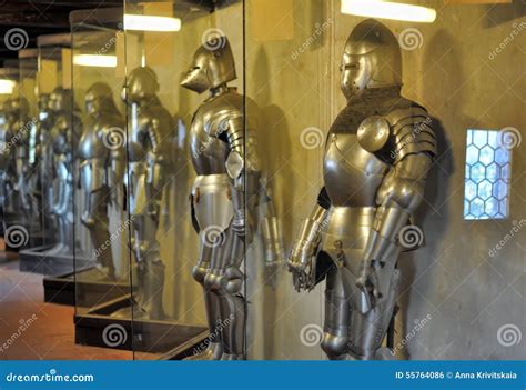 Armor Of Medieval Knights At The Museum Stock Illustration - Image: 55764086