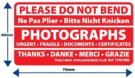 1000 Large Do Not Bend Stickers Labels Photographs Certificate Document Enclosed | eBay