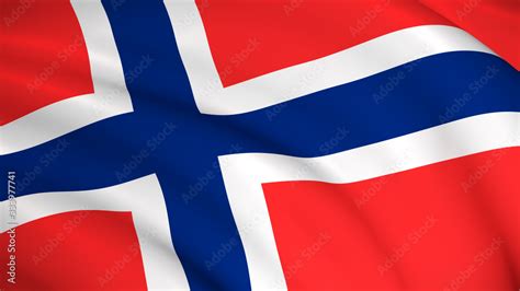 The national flag of Norway (Norwegian flag) - waving background illustration. Highly detailed ...