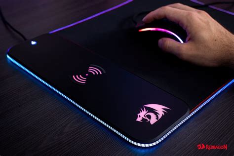 Redragon P028 CRATER RGB Gaming Mouse Pad And Fast QI 10W Wireless Charging - Size 400 x 300 x 9 ...