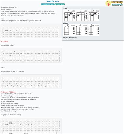 Chord: Wait for You - tab, song lyric, sheet, guitar, ukulele | chords.vip