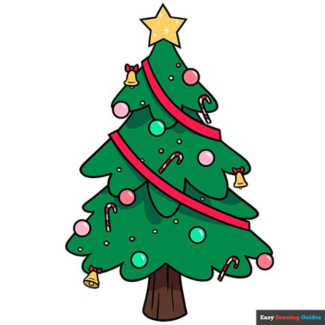 How to Draw a Cartoon Christmas Tree - Really Easy Drawing Tutorial