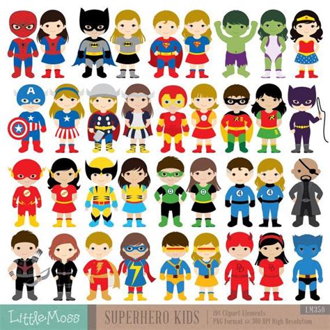 36 Kids Superhero Clipart Superheroes Kids Clipart - Etsy | Niños superheroes, Disfraces niños ...