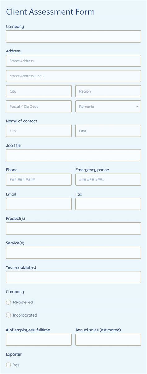 Client Assessment Form Template | 123FormBuilder