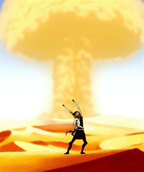 a man holding a baseball bat standing in front of a nuclear mushroom that appears to be exploding